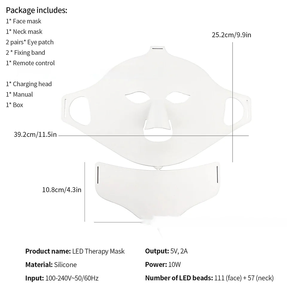 Máscara facial de silicona con LED de 7 colores