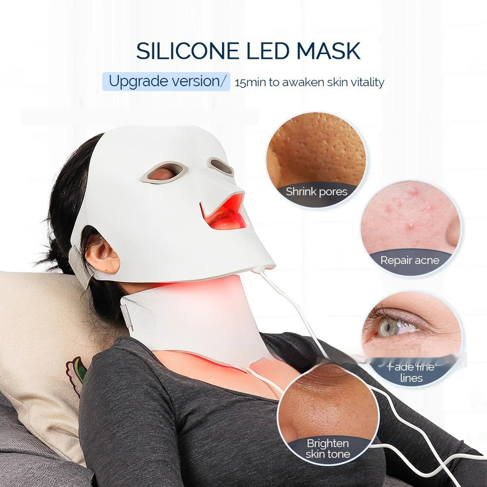 Máscara facial de silicona con LED de 7 colores